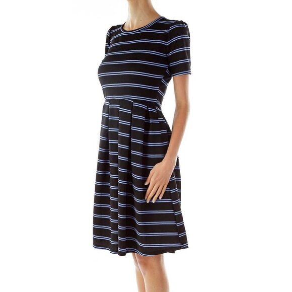 Lula Roe Navy Striped Day Dress - Picture 3 of 3